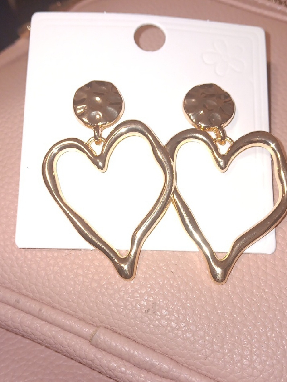 Gold Heart Drop Earrings - Women Jewelry